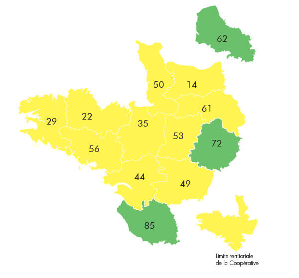 carte territoire de la coopérative Le Gouessant