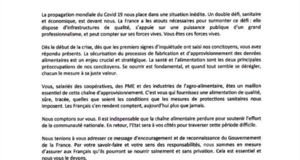 Courrier aux coopérateurs