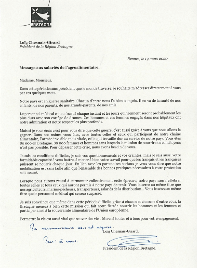 Courrier de la région Bretagne